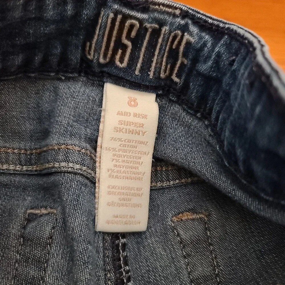 Justice Girls Mid Rise Super Skinny Jeans Size 8